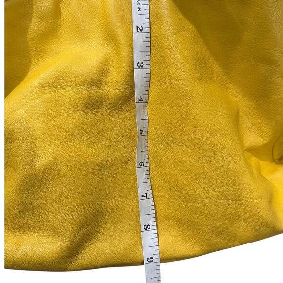 KH Design Pebbled Leather Saffron Yellow Slouchy Messenger Hobo Bag Indie Sleaze - Picture 5 of 13